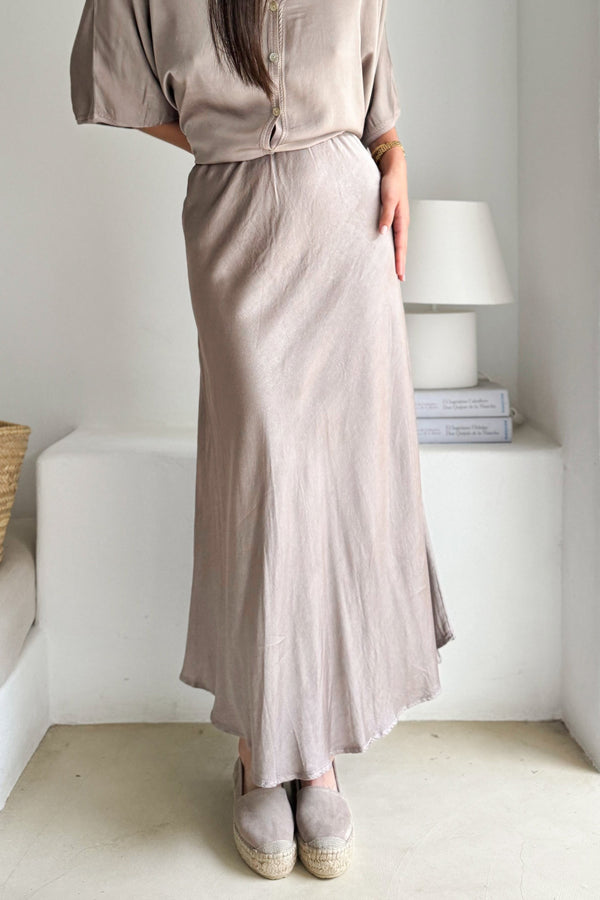 Luxe satin skirt, silverpink