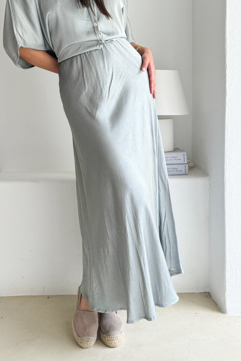 Luxe satin skirt, pearl grey