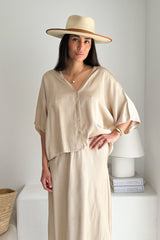 Donna satin blouse, sand