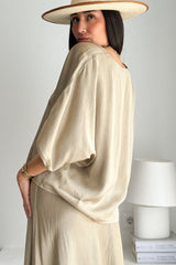 Donna satin blouse, savanna