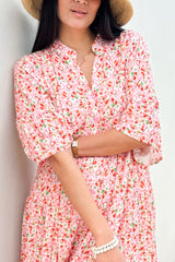 Elena viskoosimekko, pink ditsy floral