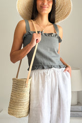 True fantasy linen top, smokey blue