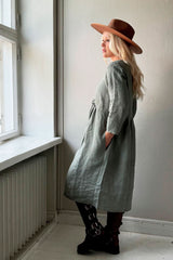 Princess linen dress, camo