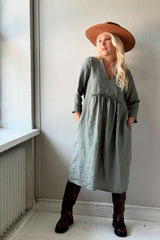 Princess linen dress, camo