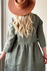 Princess linen dress, camo