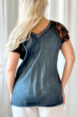 Reina viscose top, midnight blue