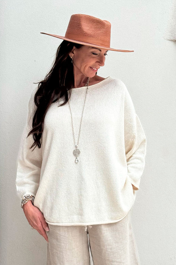 Riana cotton jumper, off white