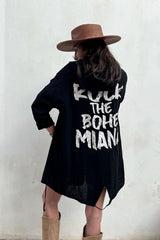 Rock the bohemiana linen jacket, black