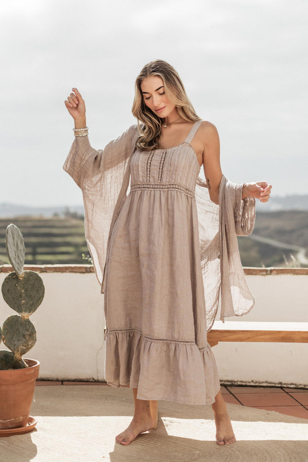 Rosabel linen dress, sand