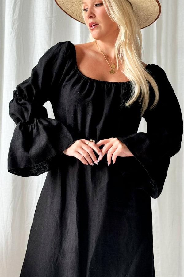 Rosita linen dress, black