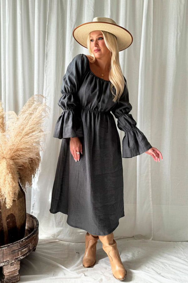 Rosita linen dress, graphite