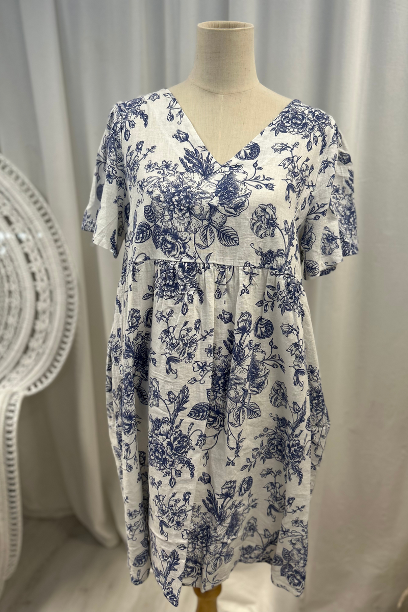 Sabine dress, blue floral print