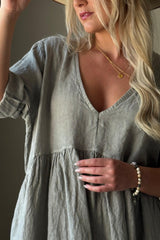 Sarine pellavamekko, taupe