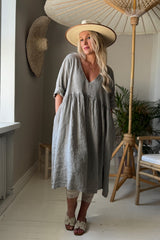 Sarine pellavamekko, taupe