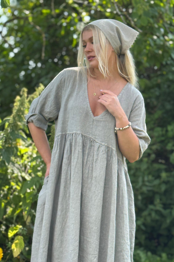 Sarine pellavamekko, taupe