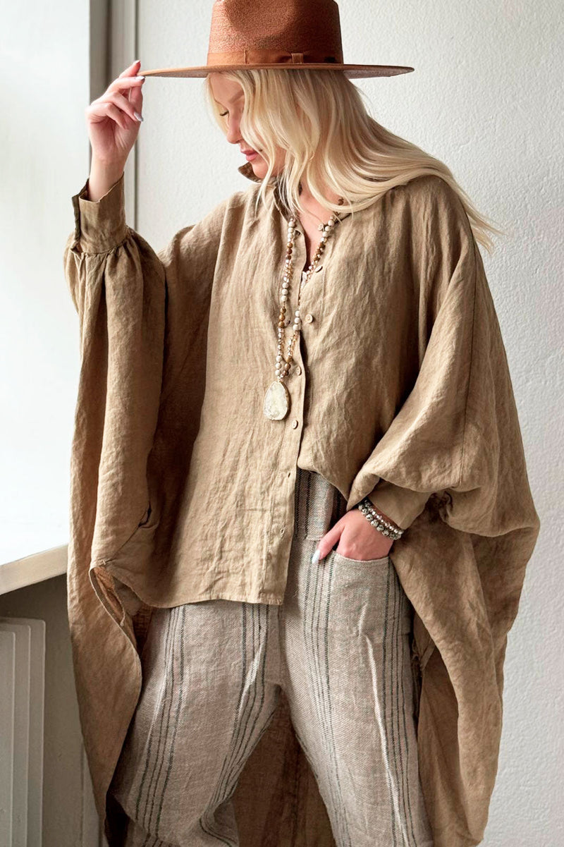 Scarlett linen shirt, savanna