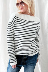 Seaside cotton knit, blue and white stripes