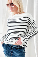 Seaside cotton knit, blue and white stripes