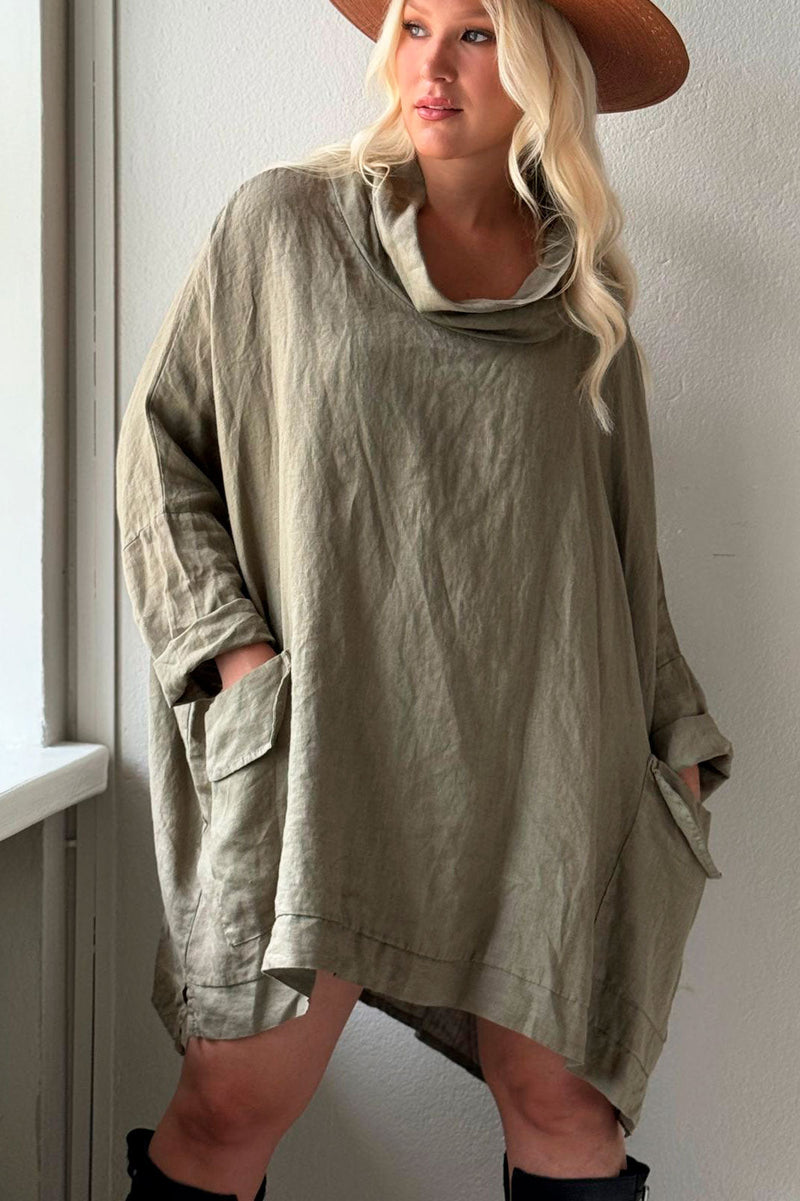 Shaia linen tunic, khaki