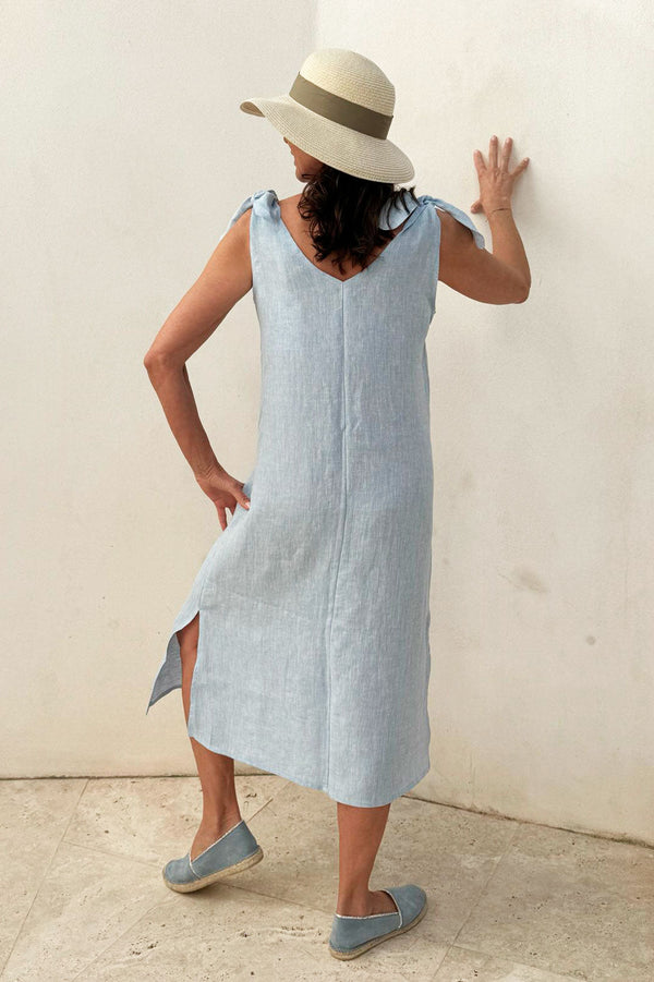 Sienna linen dress, oxford blue