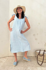 Sienna linen dress, oxford blue