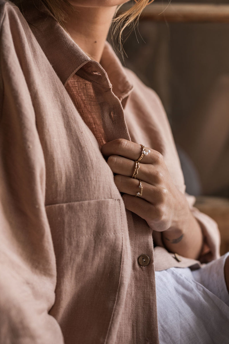 Slow life linen shirt, powder