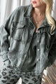 Snowflake denim jacket, camo green