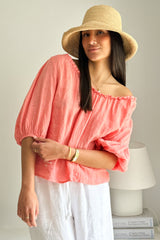 Solita linen shirt, peach