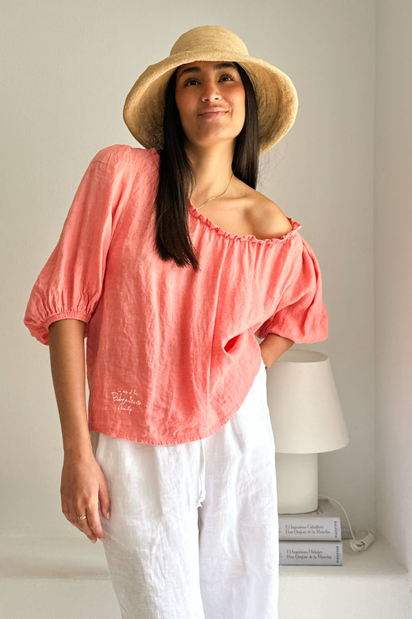 Solita linen shirt, peach