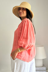 Solita linen shirt, peach