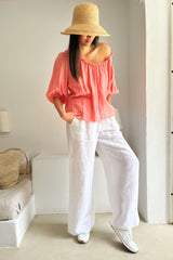 Solita linen shirt, peach