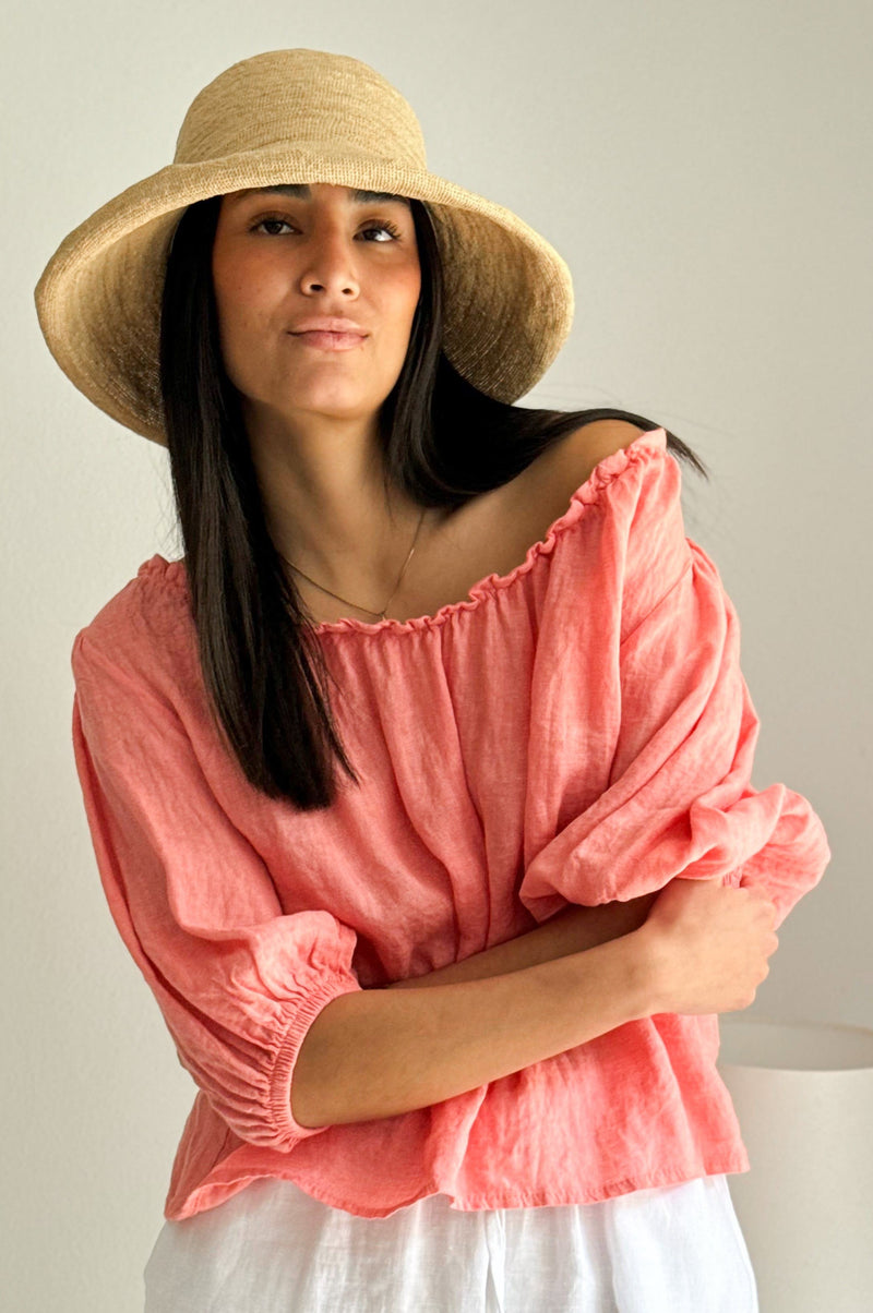 Solita linen shirt, peach