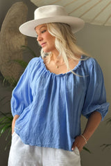 Solita linen shirt, heavenly blue
