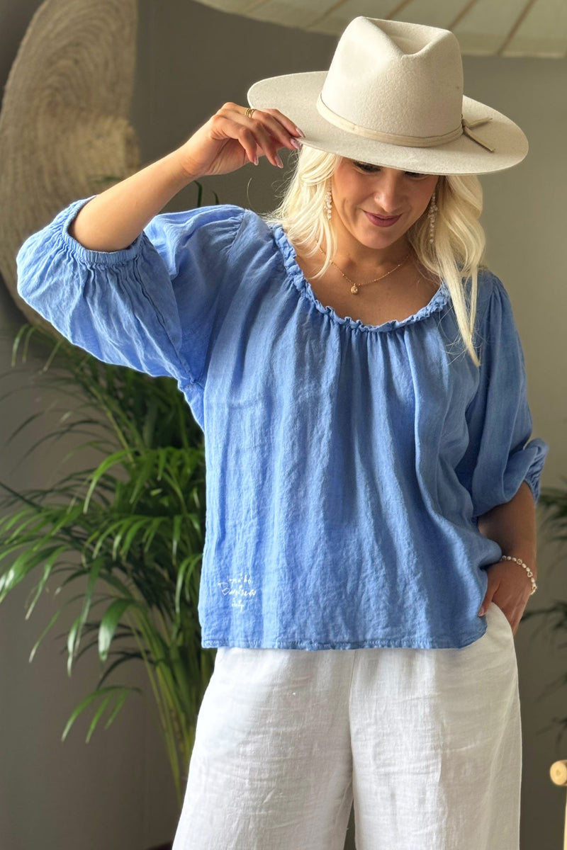 Solita linen shirt, heavenly blue