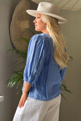 Solita linen shirt, heavenly blue