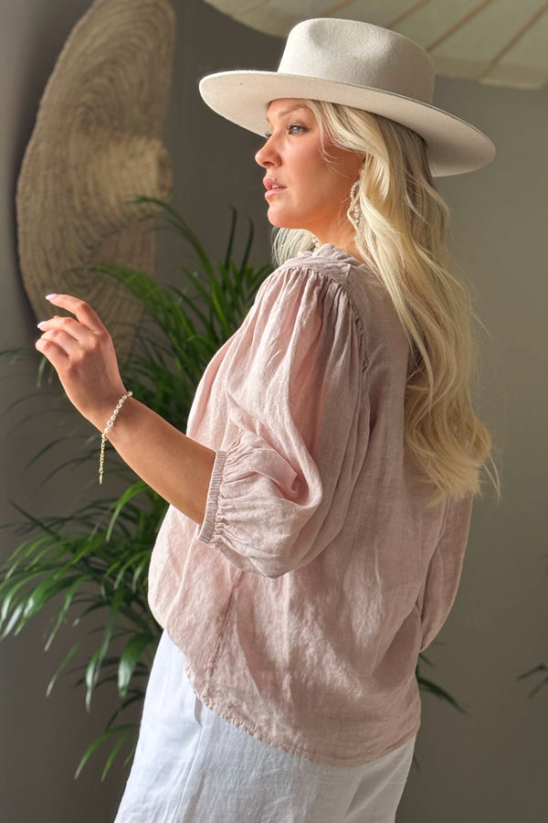 Solita linen shirt, light pink