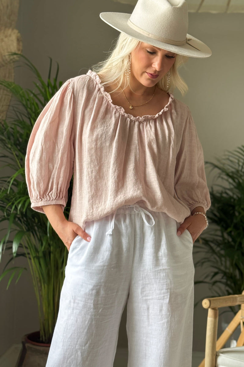 Solita linen shirt, light pink