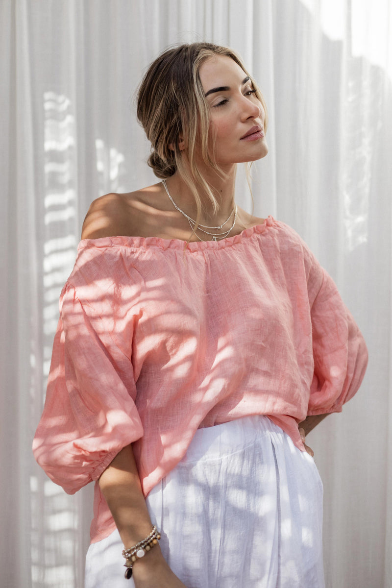 Solita linen shirt, peach