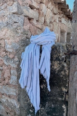 Stripes linen scarf, blue and white stripes