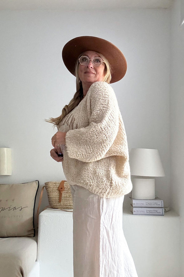 Bohemiana star knit, off white-caramel