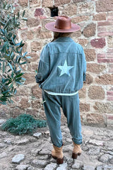 Stardust denim jacket, camo green