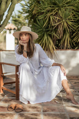 Summer Day linen dress, white