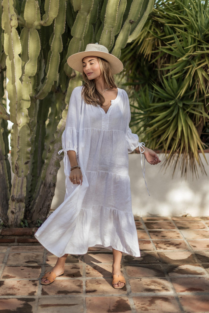 Summer Day linen dress, white