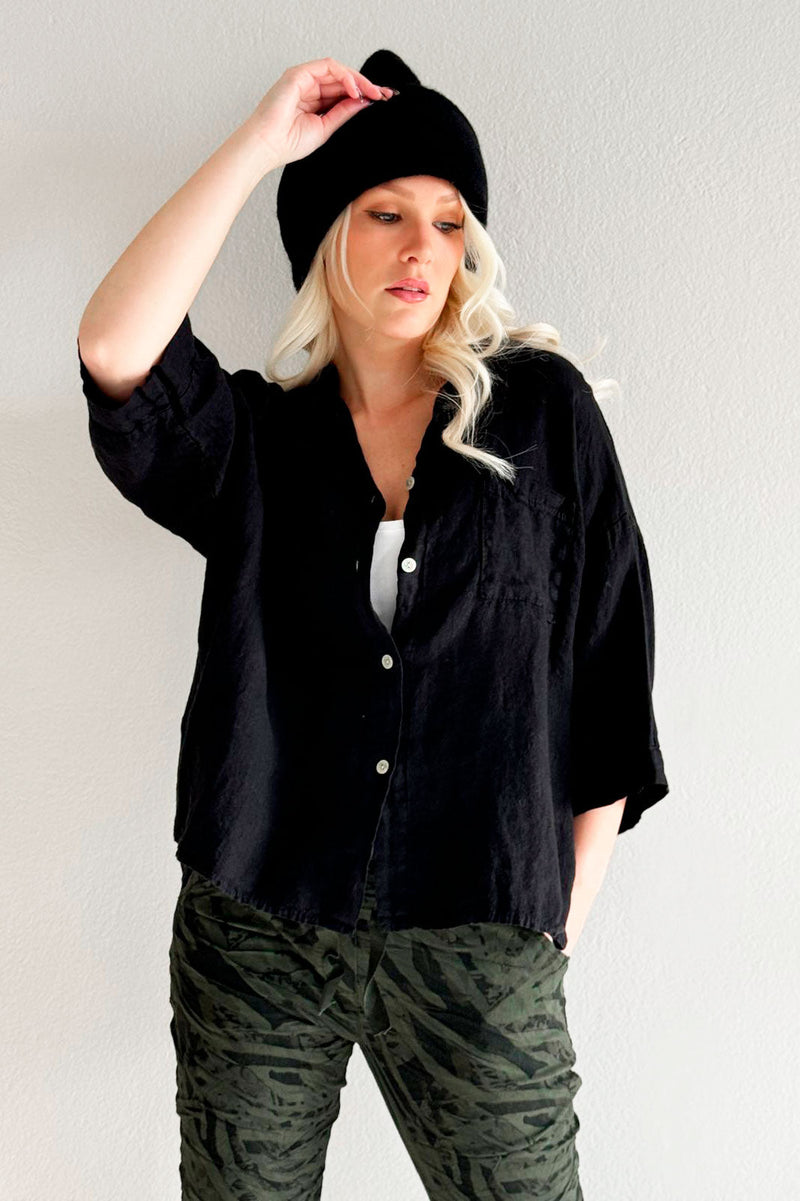 Sunny june linen shirt, black