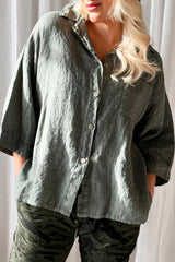 Sunny june linen shirt, camo