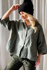 Sunny june linen shirt, camo