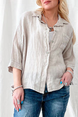 Sunny june linen shirt, sand