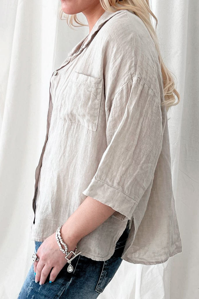 Sunny june linen shirt, sand