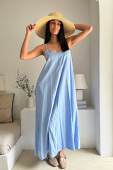 Sunny Escape linen dress, heavenly blue