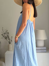 Sunny Escape linen dress, heavenly blue